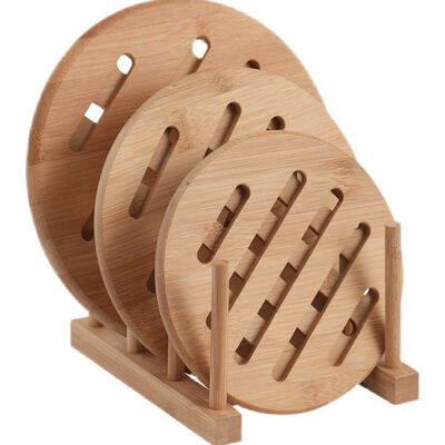 Küchen-natürliches Bambusdreifuß-Holz-heiße Auflagen hitzebeständig