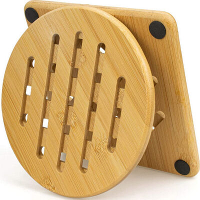 Küchen-natürliches Bambusdreifuß-Holz-heiße Auflagen hitzebeständig