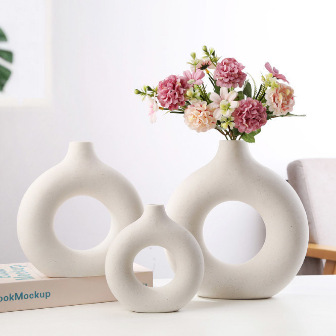 Dekorative moderne nordische Hauptblumen-keramischer Vase für Hauptwohnzimmer