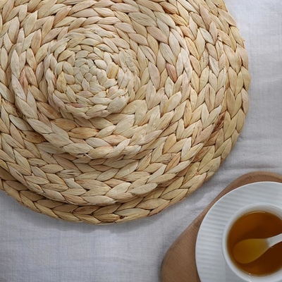 Wasser-Hyacinth Round Braided Rattan Woven-Platzmatten 25cm