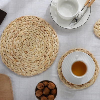 Wasser-Hyacinth Round Braided Rattan Woven-Platzmatten 25cm