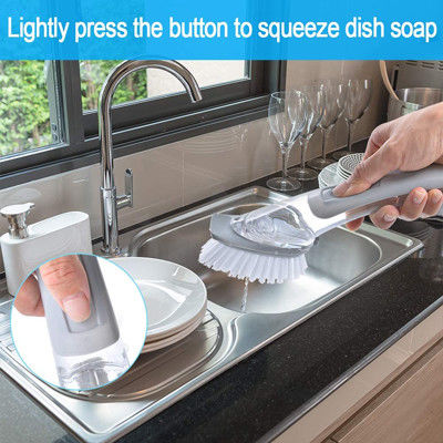 Spülbecken-Topf Pan Scrubbing Gray Plastic Dish bürsten mit Seifenspender