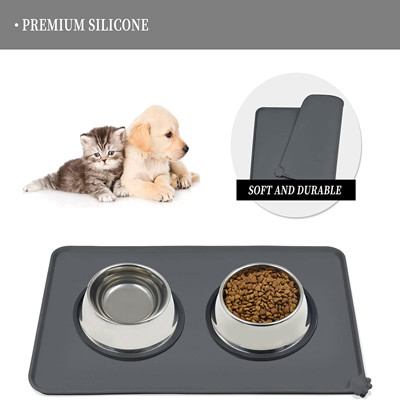 Graue Silikon-Napfmatte für Hunde und Katzen, antihaftbeschichtet, wasserdicht