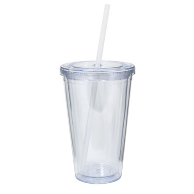 Transparente 32 oz isolierte doppelwandige Becher aus PS-Material
