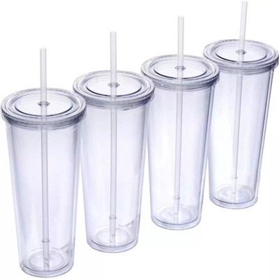 Transparente 32 oz isolierte doppelwandige Becher aus PS-Material