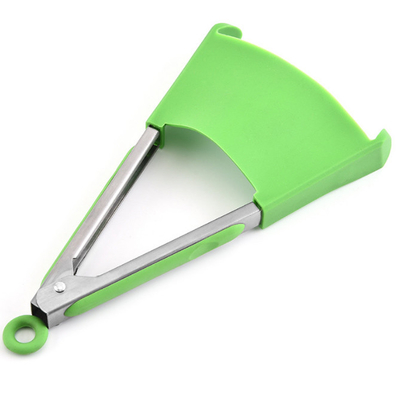 Edelstahl-Salat-Koch-Grillspatel-Silikon-Clips 2 in 1