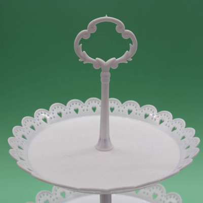 Weiße 2 3 Stand-Frucht-Platten-Plastikkuchen des Reihen-kleinen Kuchens für Hochzeit