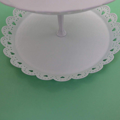 Weiße 2 3 Stand-Frucht-Platten-Plastikkuchen des Reihen-kleinen Kuchens für Hochzeit