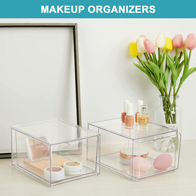 2 Satz-Make-uporganisator-Storage Drawers Plastic-Voorratsbehälter stapelbar
