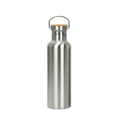 Doppelwandige 12-oz-Edelstahl-Sportflasche mit Holzdeckel