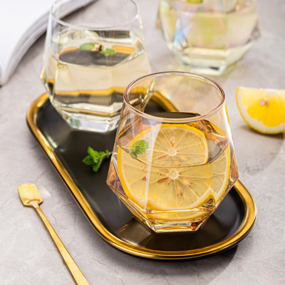 Stemless Wein Glas-Crystal Diamond Shape Wine Glass Cups transparent