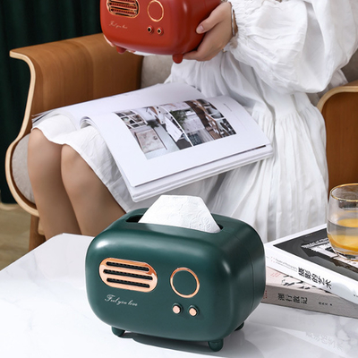 Tischplattenweinlese-Retro- Radiomodell-Tissue Box Plastic-Material