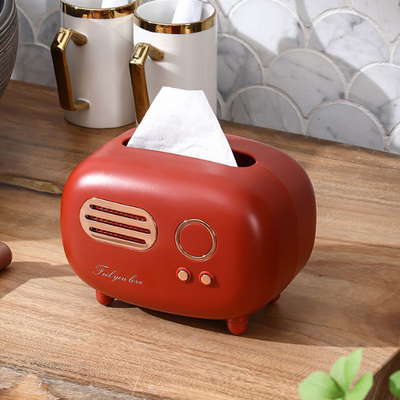 Tischplattenweinlese-Retro- Radiomodell-Tissue Box Plastic-Material