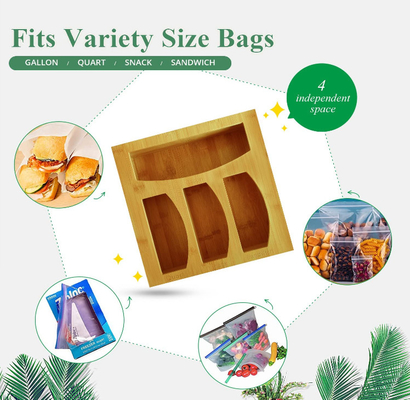 Fach-Bambusküchen-Geräte Ziploc-Taschen-Speicher-Organisator For Food