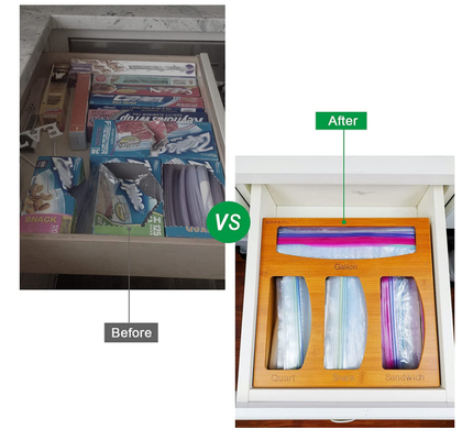 Fach-Bambusküchen-Geräte Ziploc-Taschen-Speicher-Organisator For Food