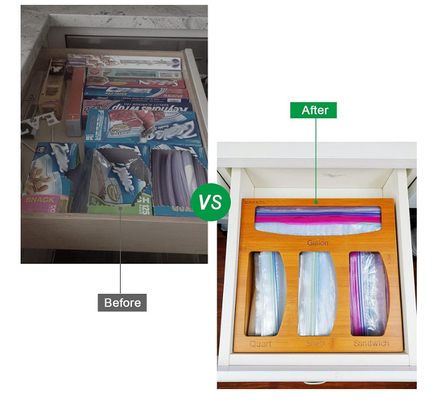 Fach Bambus-Ziploc-Taschen-Organisator Food Storage