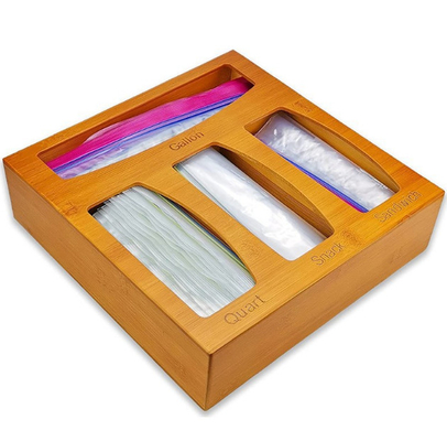 Fach Bambus-Ziploc-Taschen-Organisator Food Storage