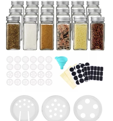 Küchen-quadratische Gewürz-Gläser 12pcs 120ml mit Shaker Lids And Airtight Metal-Deckeln