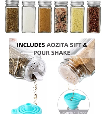 Küchen-quadratische Gewürz-Gläser 12pcs 120ml mit Shaker Lids And Airtight Metal-Deckeln