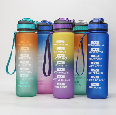 32 Unze-Wasser-Flasche mit freier Trinkwasser-Flasche des Stroh-BPA mit Stunden erhöhen Wasser-Aufnahme von den ganzen Tag