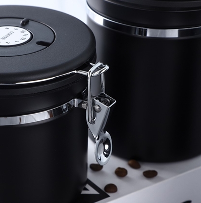 Edelstahl 500g wesentlicher Kanister Barista Tools Coffee Airtight mit CO2-Ventil und Löffel