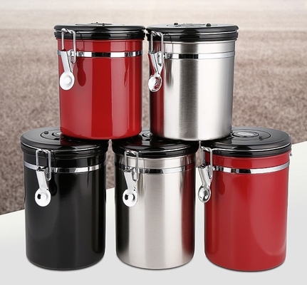 Edelstahl 500g wesentlicher Kanister Barista Tools Coffee Airtight mit CO2-Ventil und Löffel