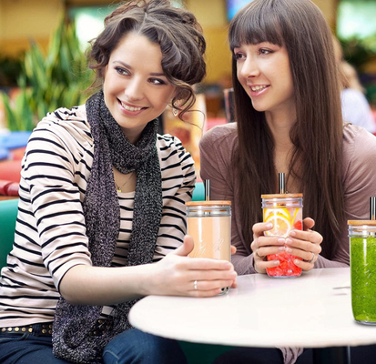 Tee-Schalen-wiederverwendbare breite Mason Mouth Smoothie Cups Mason-Glas-Trinkglas-Schalen der Blasen-500ml