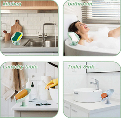 Seifen-Teller-Halter-Blatt formen Seifen-Behälter mit Selbsttrocknung und Saugnapf für Dusche