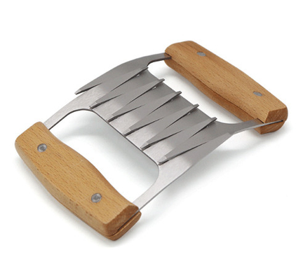Metallfleisch-Reißwolf kratzt Edelstahl-Fleisch-Gabeln mit Holzgriff für das Zerreißen