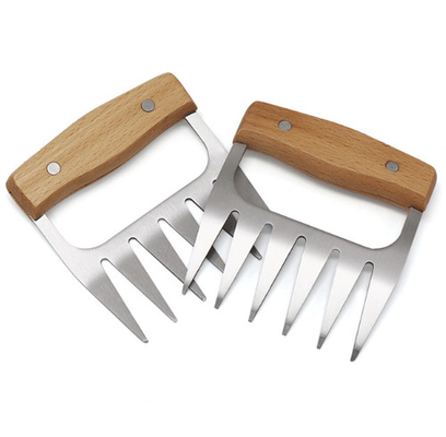 Metallfleisch-Reißwolf kratzt Edelstahl-Fleisch-Gabeln mit Holzgriff für das Zerreißen