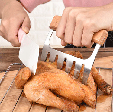 Metallfleisch-Reißwolf kratzt Edelstahl-Fleisch-Gabeln mit Holzgriff für das Zerreißen