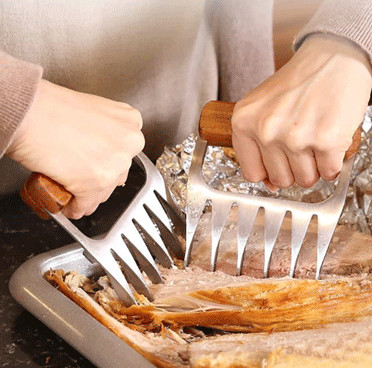 Metallfleisch-Reißwolf kratzt Edelstahl-Fleisch-Gabeln mit Holzgriff für das Zerreißen
