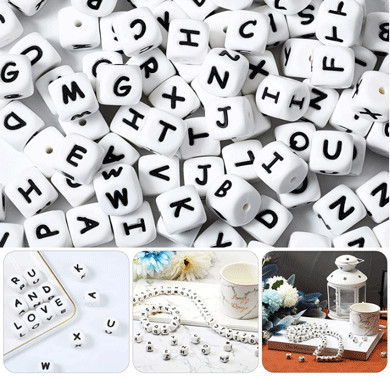 Silikon-Alphabet-Perlen der 12MM Baby-Kauen-Entspannungs-Unruhe-Spielwaren-nicht giftige BPA freie