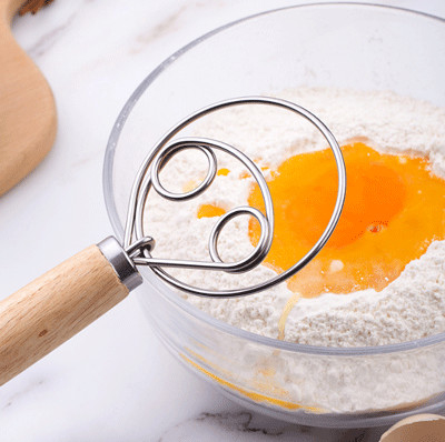 Teig-Schneebesen mit Edelstahl-Ring u. hölzerner Schneebesen für Brot-Backen-Werkzeug