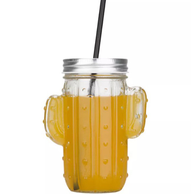 Haushalts-Glaskaktus-Wasser-Schalen-Sommer Juice Cup With Straw 400ml