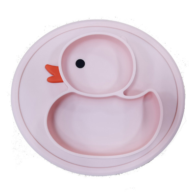 Gleiten Sie nicht gelbe Duck Silicone Divided Plate Toddler-Platten