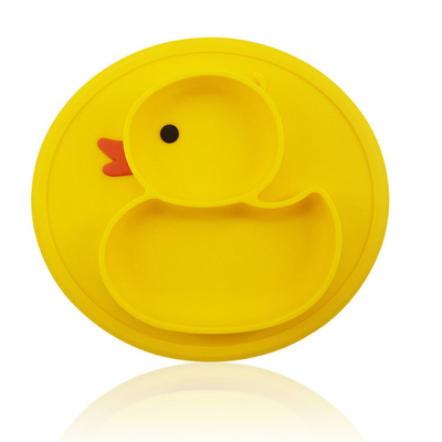 Gleiten Sie nicht gelbe Duck Silicone Divided Plate Toddler-Platten