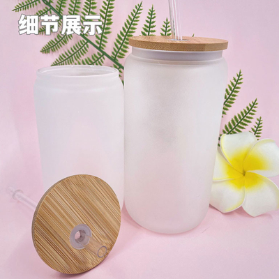 12oz 16oz Deckel 25oz Juice Glass Cup With Straw und Bambus