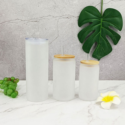 12oz 16oz Deckel 25oz Juice Glass Cup With Straw und Bambus