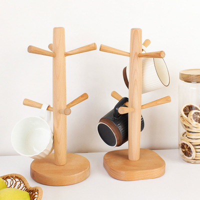 Hölzerner Massenküchen-Versorgungs-Kaffeetasse-Gestell Countertop-Baum mit 6 Haken