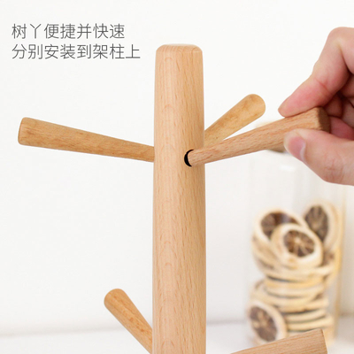 Hölzerner Massenküchen-Versorgungs-Kaffeetasse-Gestell Countertop-Baum mit 6 Haken