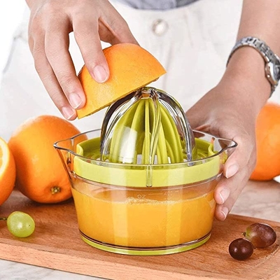 Manuelle Massenküche liefert orange Zitronen-Quetscher Juicer mit Messbecher-Reibe