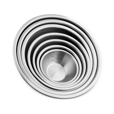 6pcs, das Nistenedelstahl-Mischschüsseln für Raumersparnis-Speicher stapelt