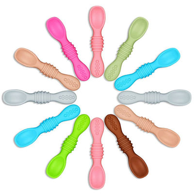 Silikon-Regenbogen-Kauen-Löffel für Babys und Kleinkinder Spülmaschine und Gefrierschrank-Safe