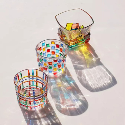 Ins-Art-buntes Mosaik Crystal Glass Cup Mug für Espresso-Whisky 270ml