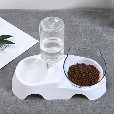 Plastikhund streichelt doppelte Flasche Cat Food Bowls With Automatics Waterer
