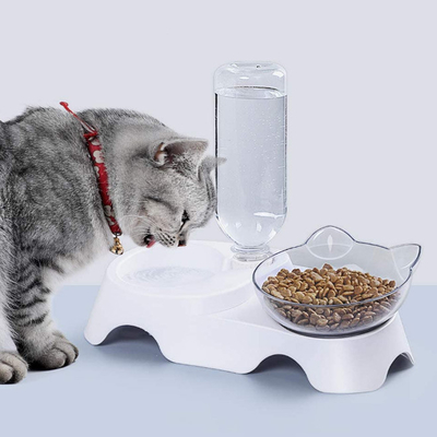 Plastikhund streichelt doppelte Flasche Cat Food Bowls With Automatics Waterer