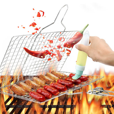 Edelstahl ISO9001 GRILL Werkzeuge und Zusätze, die Grill-Korb mit Griff falten