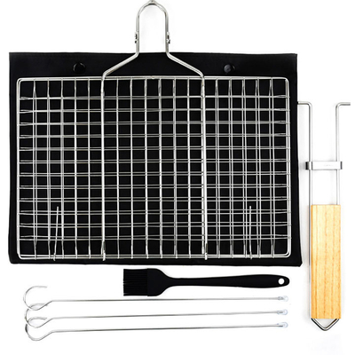 Edelstahl ISO9001 GRILL Werkzeuge und Zusätze, die Grill-Korb mit Griff falten