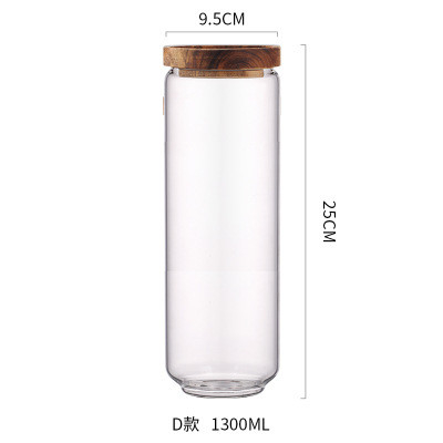 Glasvorratsbehälter 700ml 1000ml 1300ml nahrungsmittelmit luftdichtem hölzernem Deckel